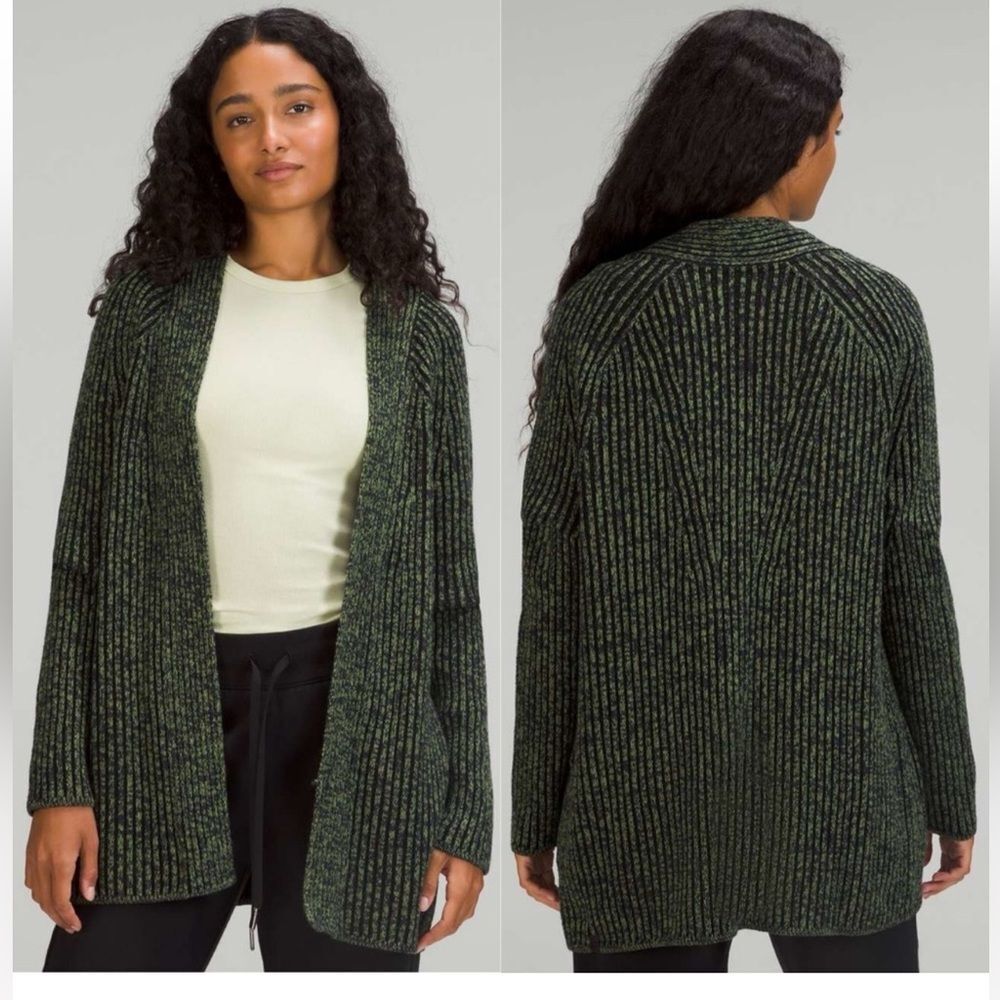 Lululemon Cotton Cashmere Blend Sweater Wrap Size 4 Green Foliage